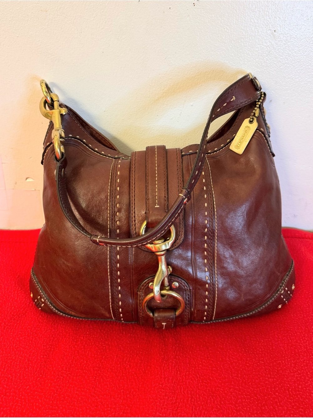 Coach vintage Hamptons brown Leather Shoulder Hobo Bag 10554 Gossip Girl Cognac